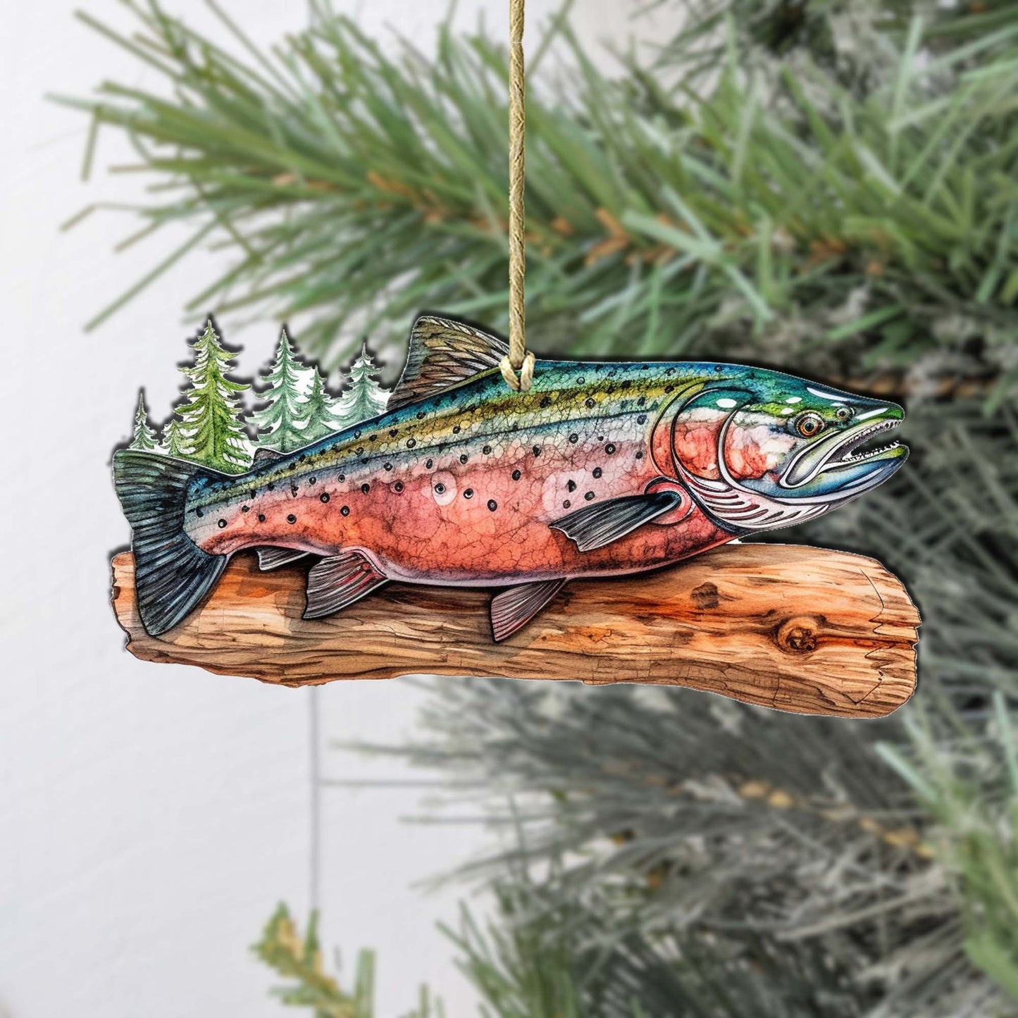 Splendid Sockeye Wooden Ornaments by G.Debrekht - Wildlife Holiday Decor - 8710109-2-1