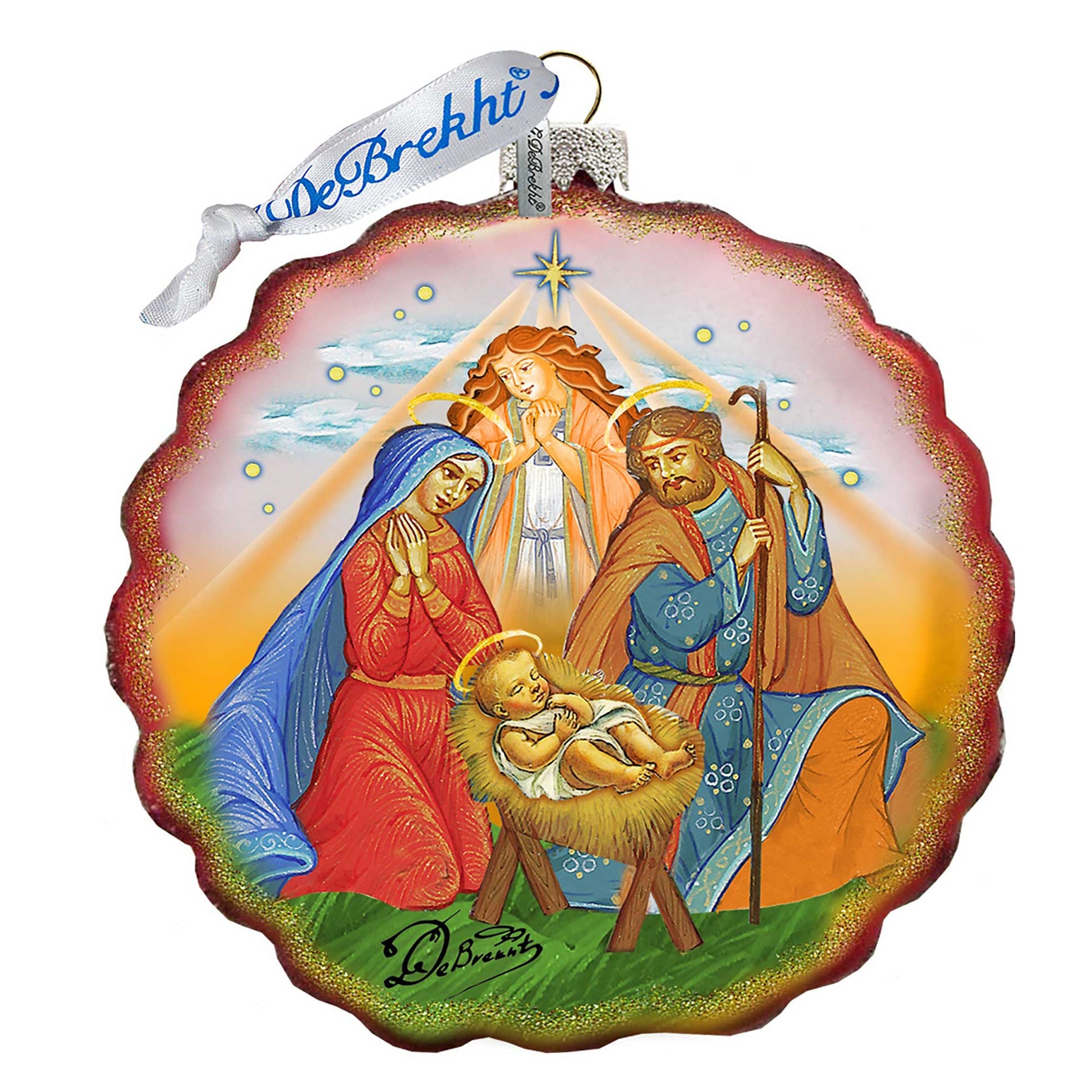 Miracle Nativity Flower Glass Ornament by G. DeBrekht - Nativity Holiday Decor - 759-035-3