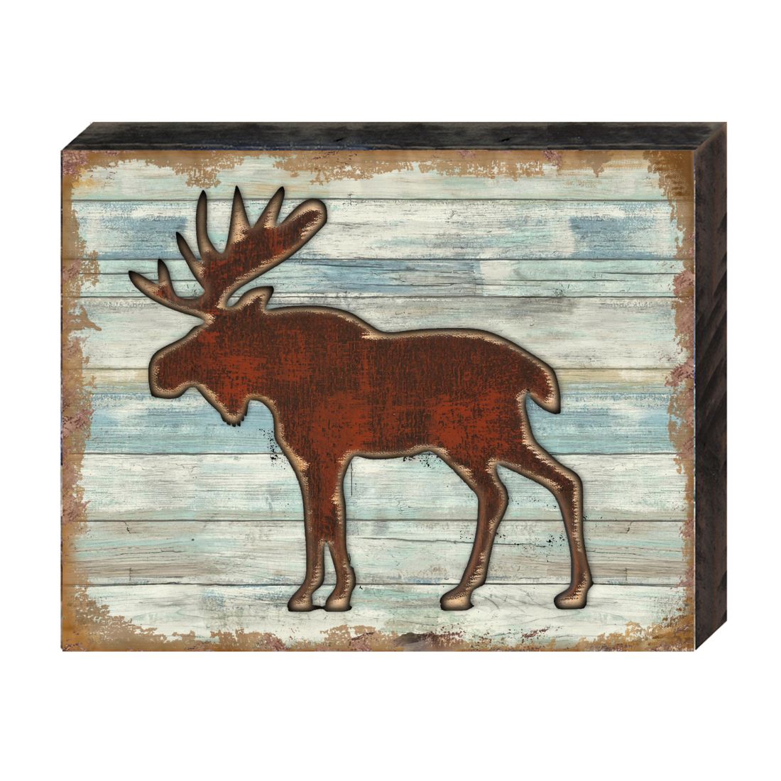 Rustic Moose Wooden Wall Art by G. DeBrekht - Wildlife Holiday Decor - 8198222B-4