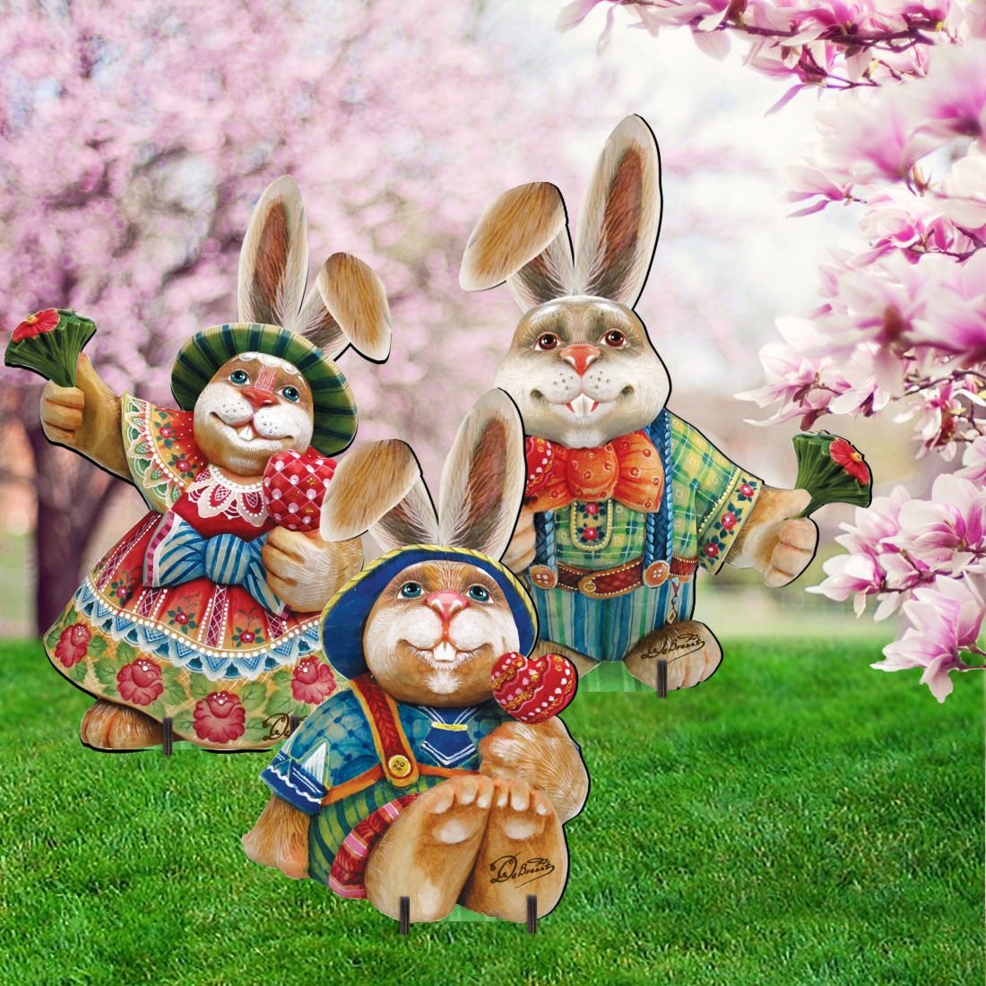Easter Bunny Family Outdoor Decor by G. DeBrekht - Easter Spring Decor - 8154420F-S3-0