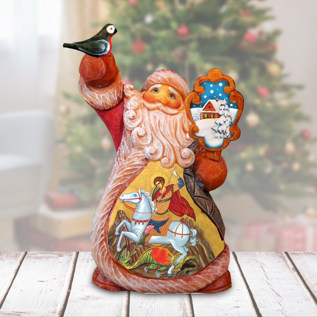 Saint George Tiny Tale Santa Christmas Figurine by G. DeBrekht - Christmas Santa Snowman Decor - 561634-0