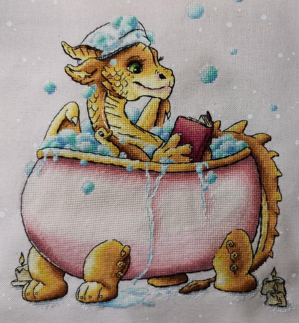 Dragon in the Bathroom - PDF Cross Stitch Pattern-1