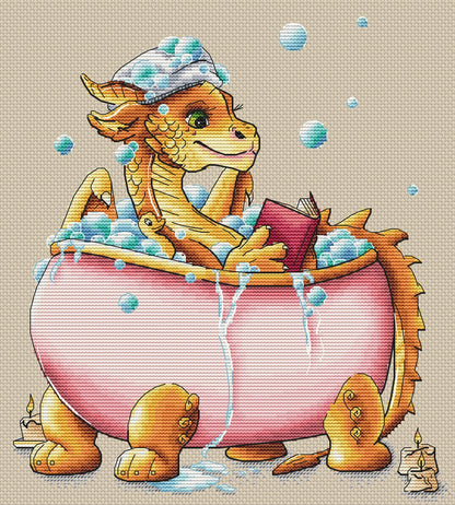Dragon in the Bathroom - PDF Cross Stitch Pattern-2