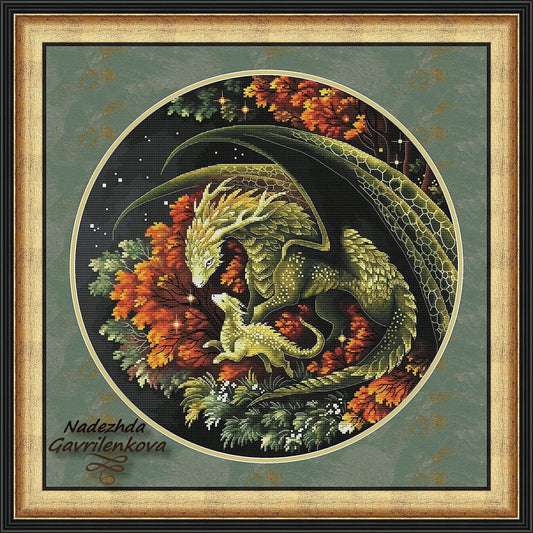 Dragons. Autumn walk - PDF Counted Cross Stitch Pattern-0
