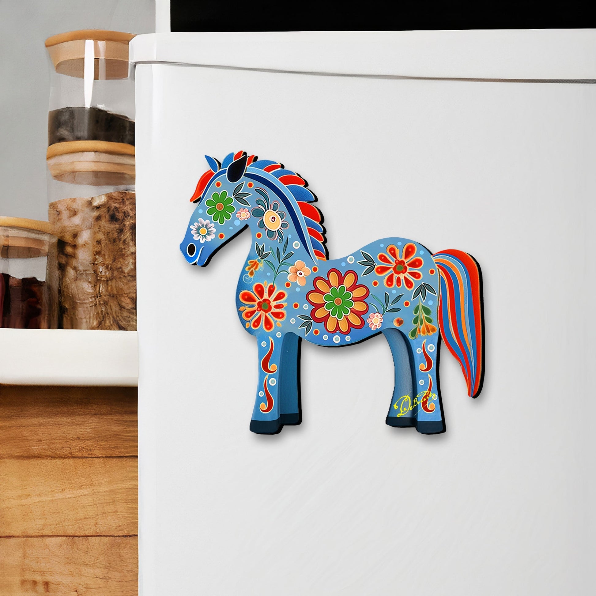 Danish Horses Decorative Eco Wood Magnets Set of 6 by G. Debrekht - Love Family Decor - 8090075G-S6-1