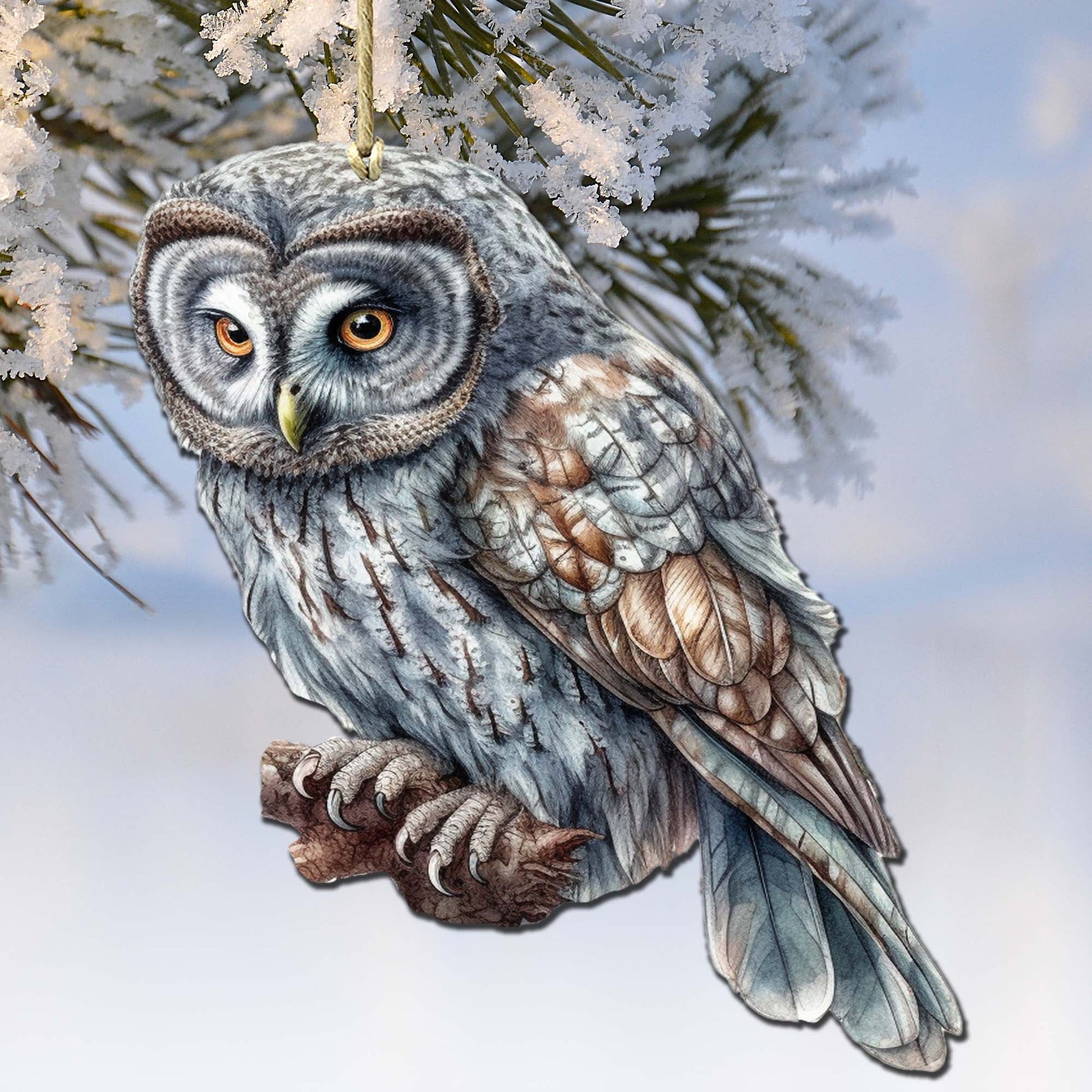 Alaskan Nothern Hawk Owl Wooden Ornaments by G.Debrekht - Wildlife Holiday Décor - 8710004-1-0