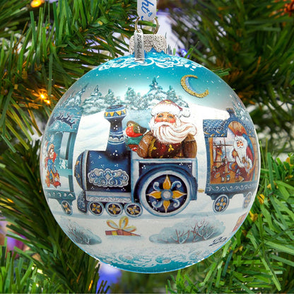 Express Train Ball Glass Ornament Limited Edition by G. DeBrekht - Christmas Santa Snowman Decor - 73873B-2