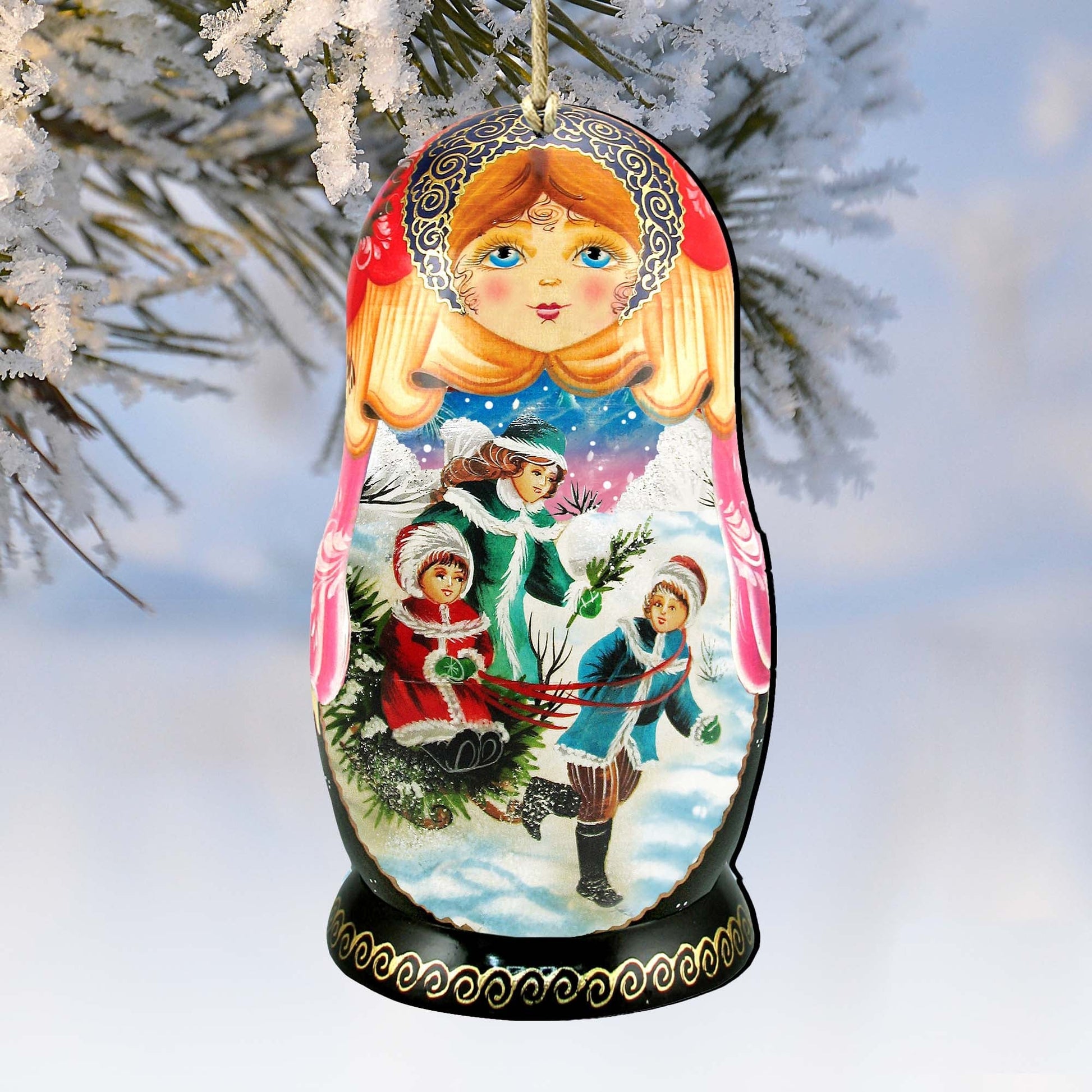 Children Play Matreshka Wooden Ornaments by G. DeBrekht - Christmas Decor - 8110762-0