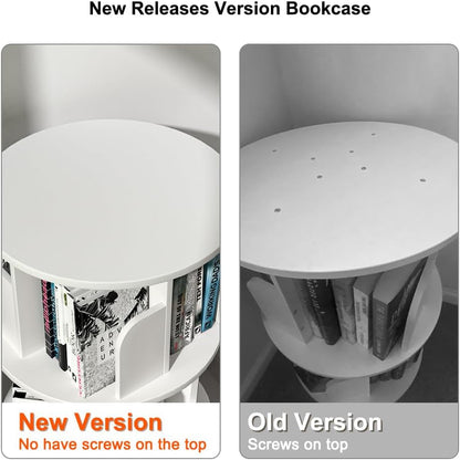 Rotating Bookshelf, Revolving Bookcase 360 Display round Bookshelf Narrow Swivel Corner Book Shelf Standing Bookcase for Adult Bedroom, Living Room (White, 2 Tier)-3