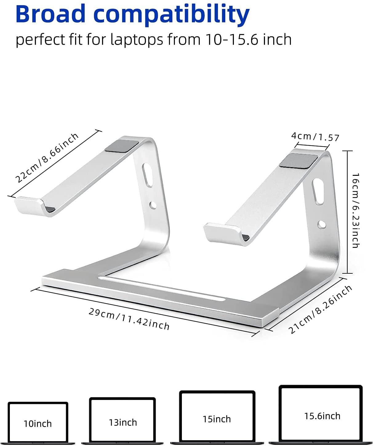 Ergonomic Aluminium Riser Compatible with any 10-17 Inch Laptop