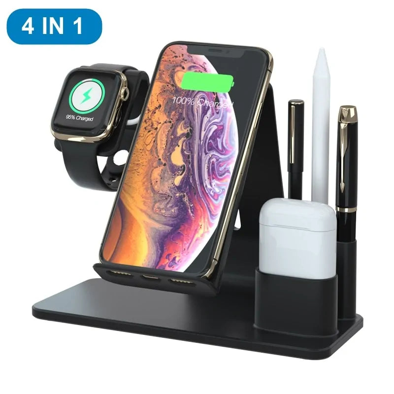 4 in 1 Qi Fast Wireless  Charger Dock Stand