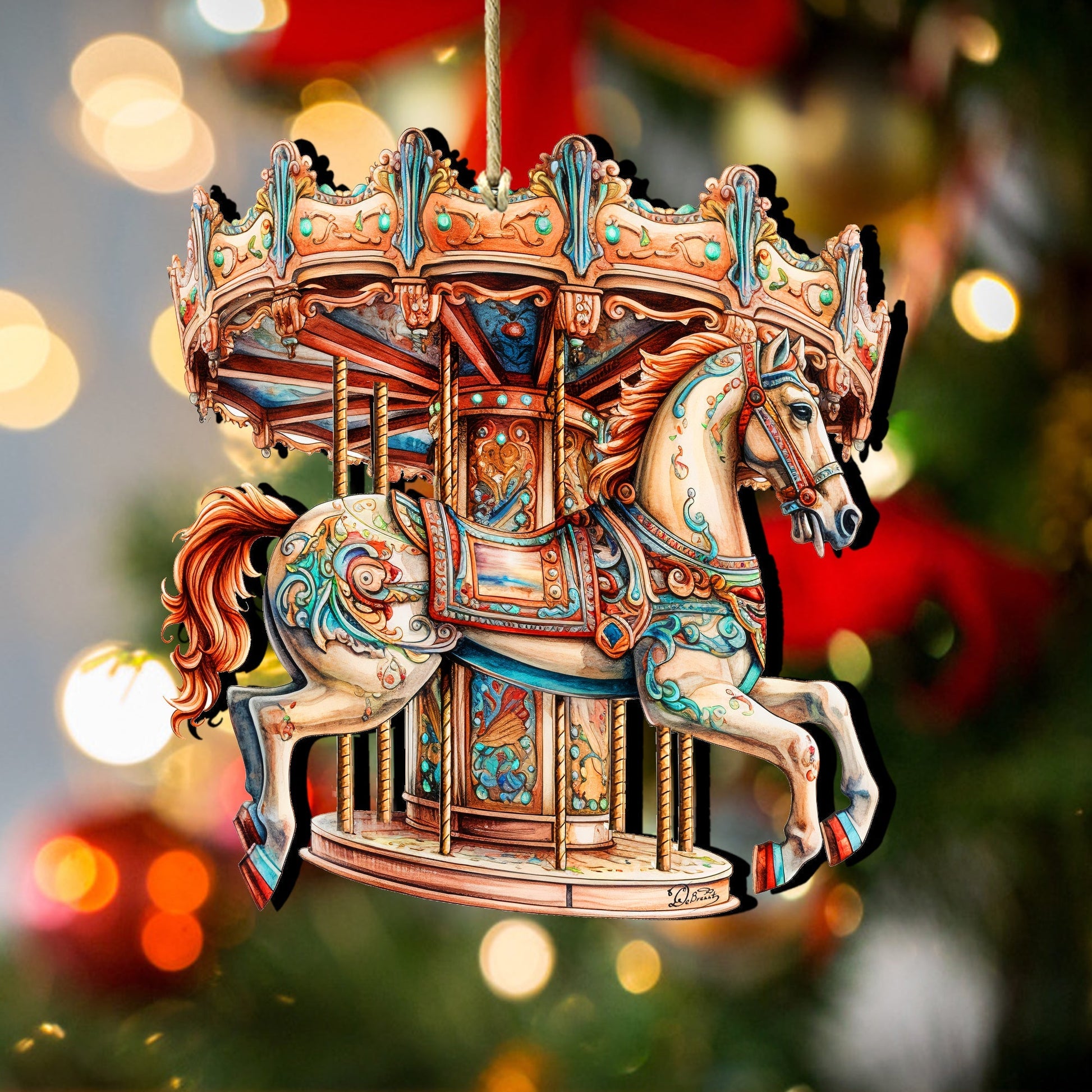 Carousel Horse Wooden Ornaments by G. Debrekht Christmas Decor - 8611027-1