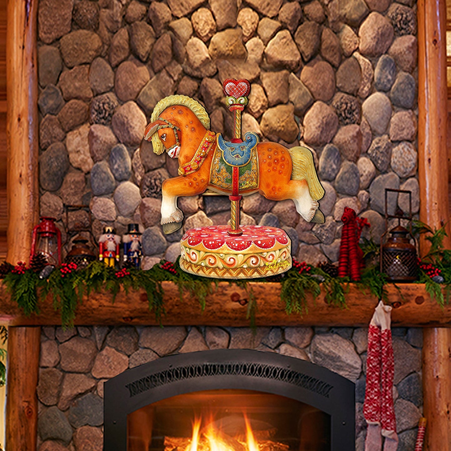 Carousel Horse Christmas Holiday Door Decor by G. DeBrekht - Carousel Holiday Decor - 8114041-1H-1