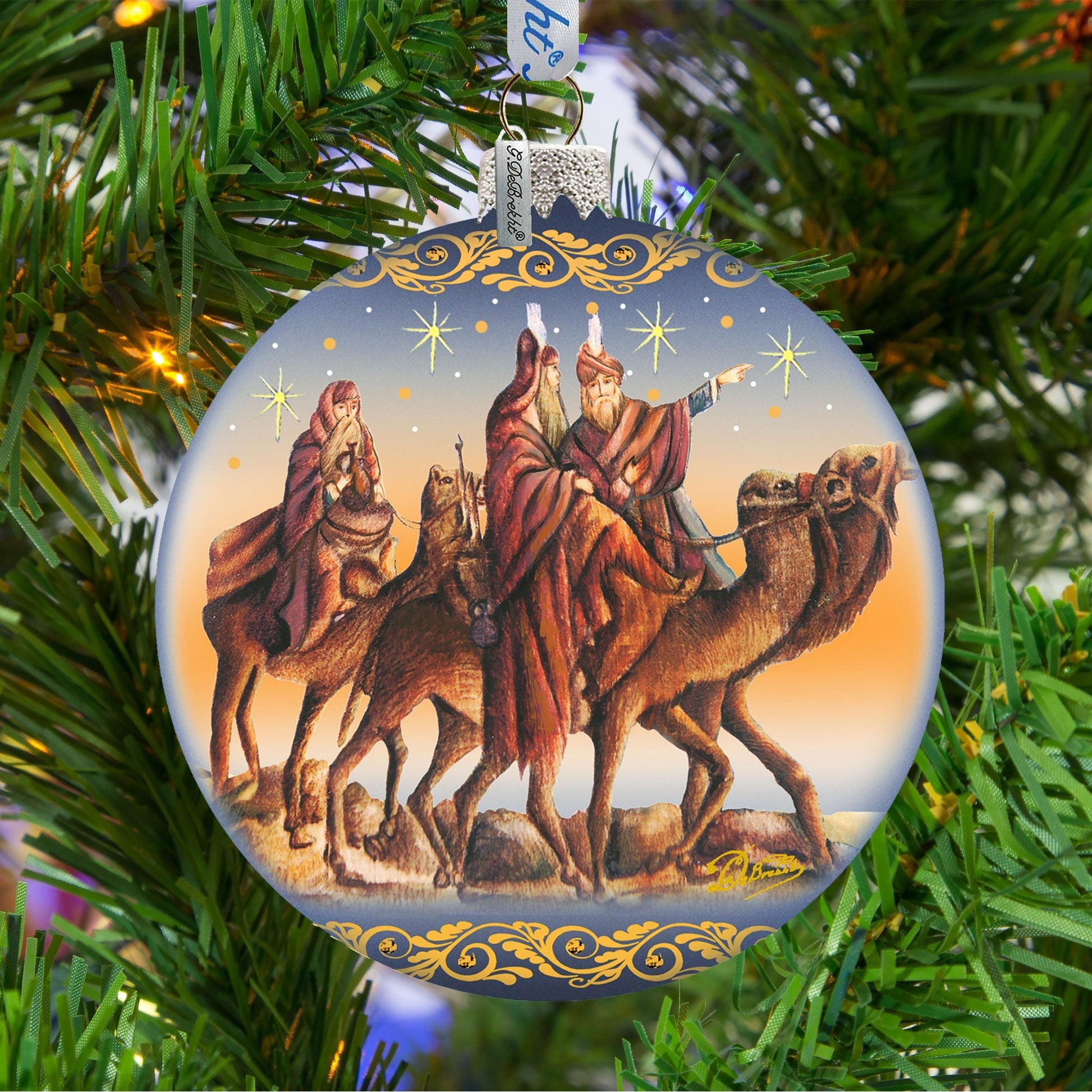 Nostalgic Tree Kings Journey Glass Ornament Limited Edition by G. DeBrekht - Nativity Holiday Decor - 73882-1