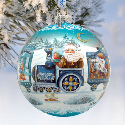 Express Train Ball Glass Ornament Limited Edition by G. DeBrekht - Christmas Santa Snowman Decor - 73873B-3