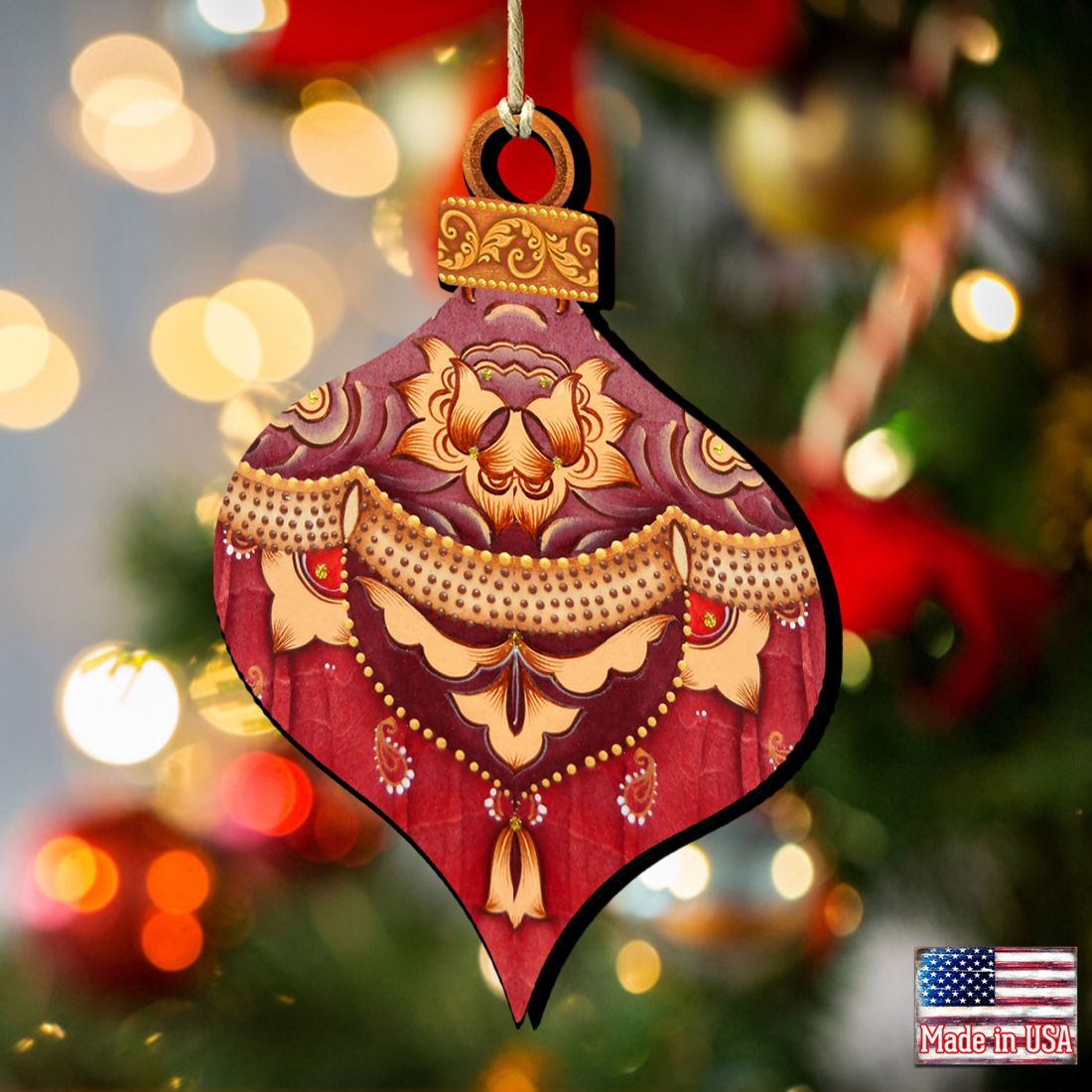 Red Round Ball Wooden Ornaments by G. DeBrekht - Christmas Decor - 8193148-2