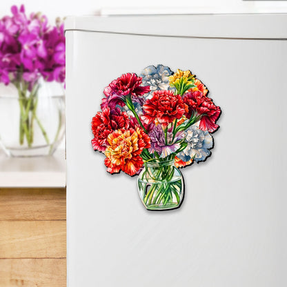 Bouquet of Flowers Decorative Eco Wood Magnets Set of 6 by G. Debrekht - Love Family Decor - 8090076G-S6-2