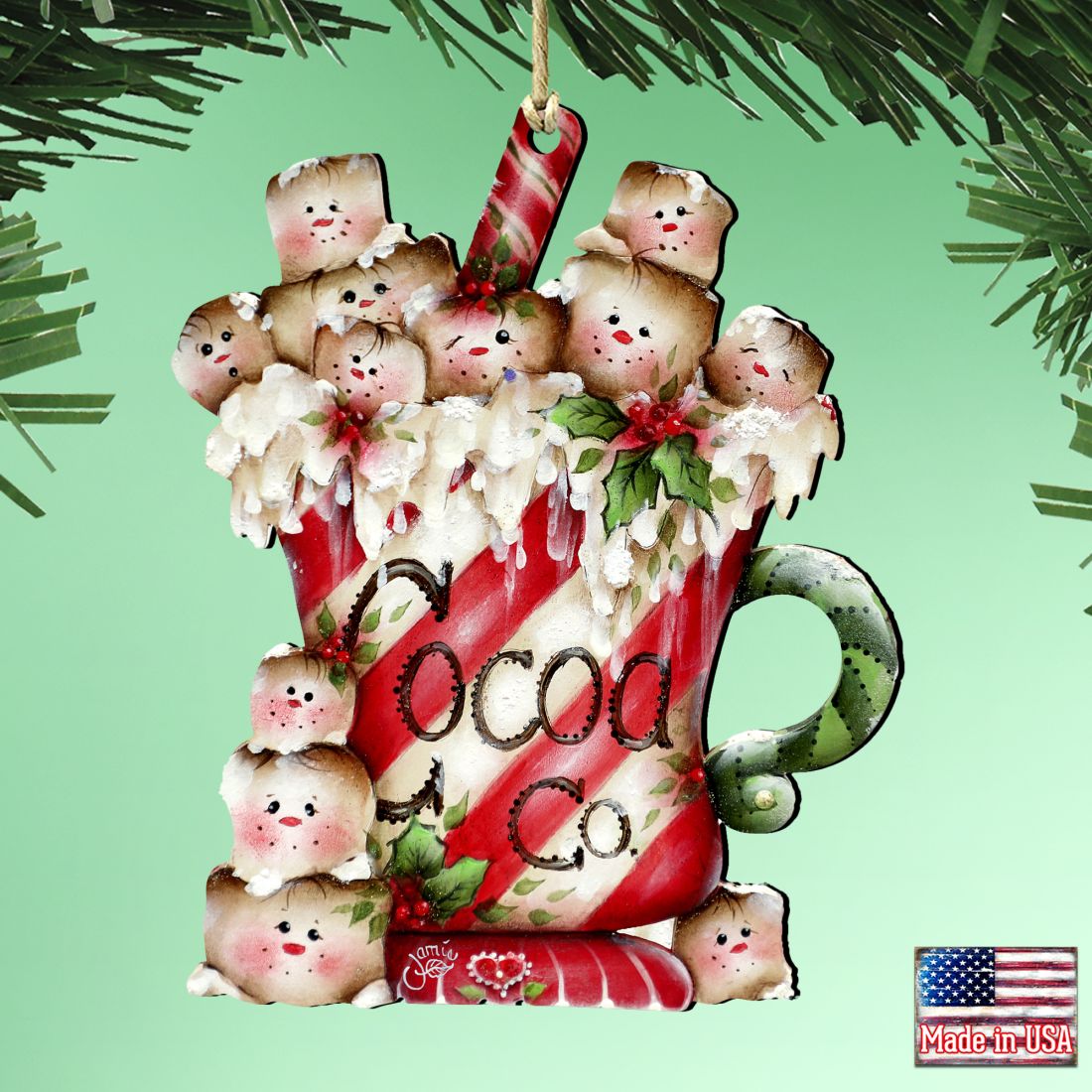 Marshmallow Cocoa Company Wooden Ornaments by Jamie Mills-Price - Christmas Decor - 8457513-1