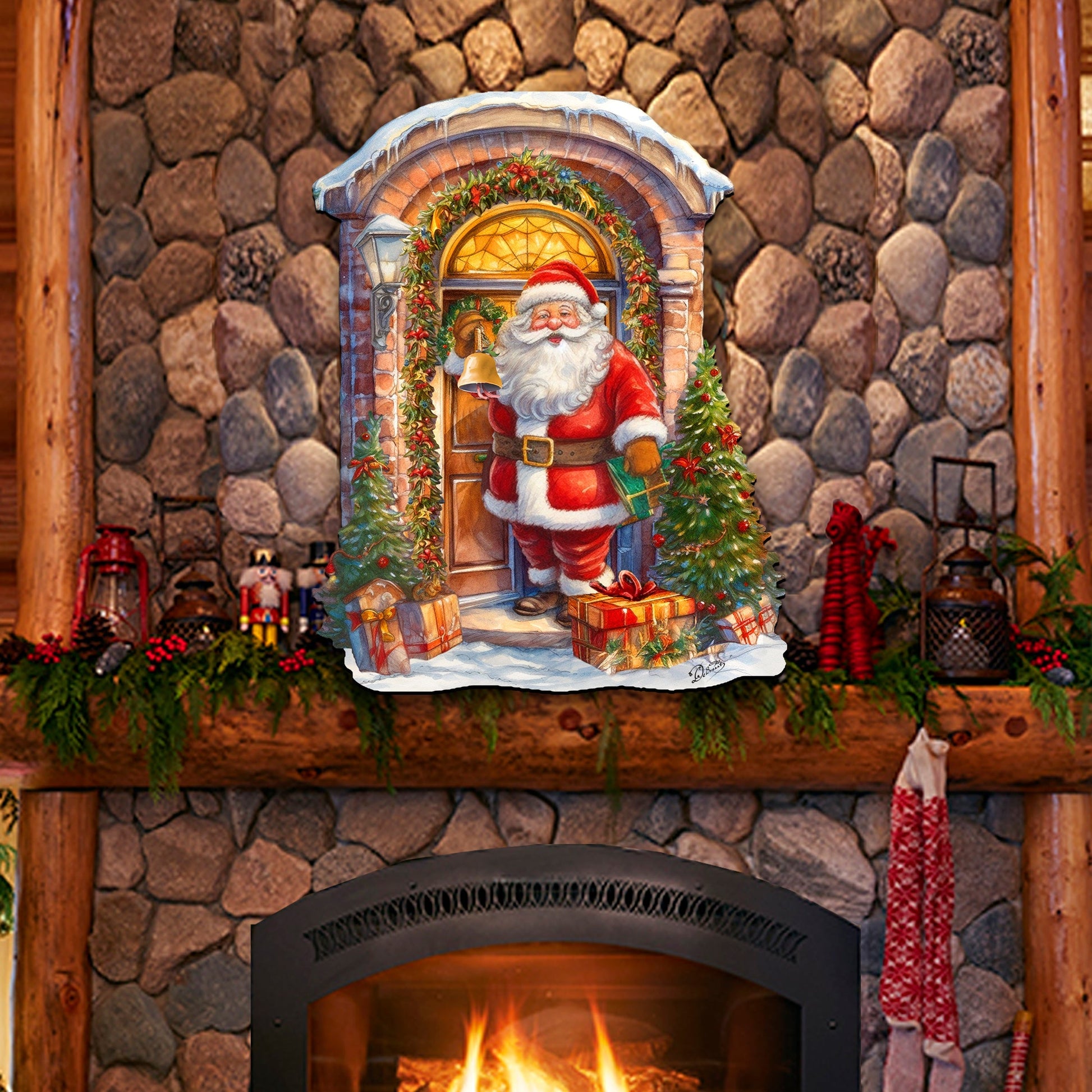 Knocking the door Santa Holiday Door Decor  by G. Debrekht - Christmas Decor - 8611044H-3
