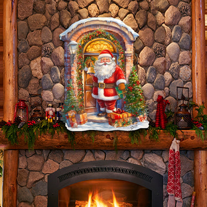 Knocking the door Santa Holiday Door Decor  by G. Debrekht - Christmas Decor - 8611044H-3