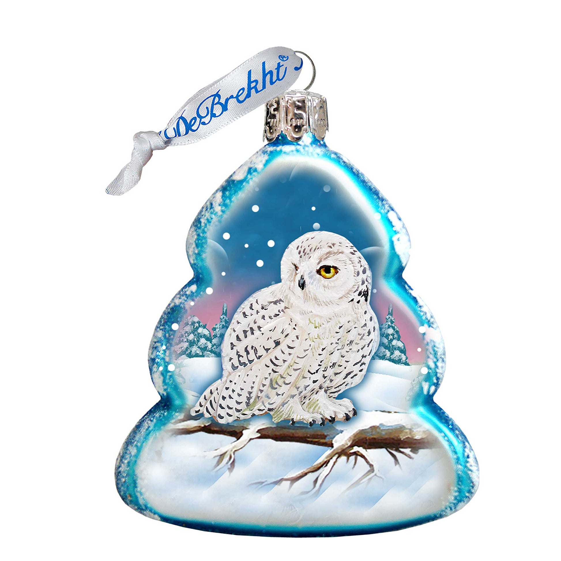 White Owl Mercury Glass Ornament by G. DeBrekht - Wildlife Holiday Decor - 771028-4