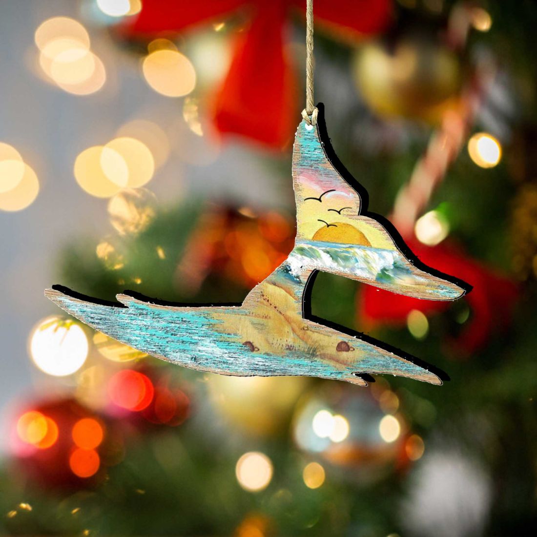 Whales Tale Wooden Ornaments by G. DeBrekht - Coastal Holiday Decor - 8198535-2
