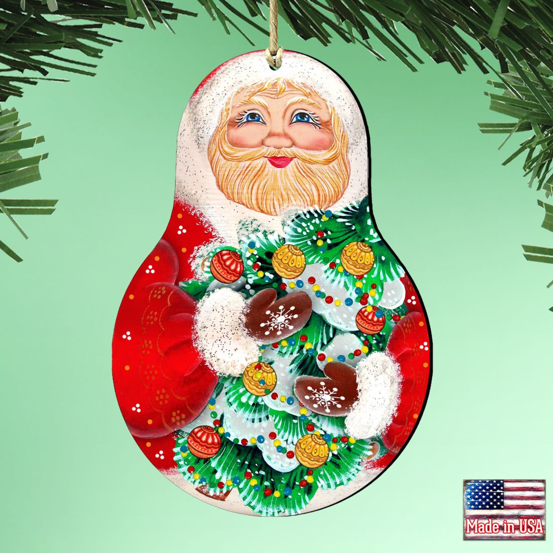Santa Nesting Doll Wooden Ornaments by G. DeBrekht - Christmas Santa Snowman Decor - 8115011-2-1