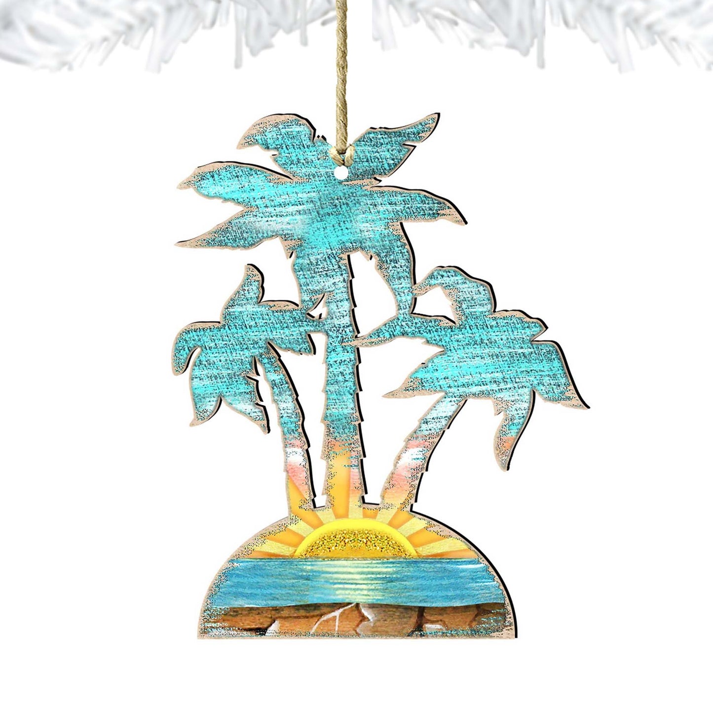 Rustic Palm Trees Wooden Ornaments by G. DeBrekht - Coastal Holiday Decor - 8198415-4