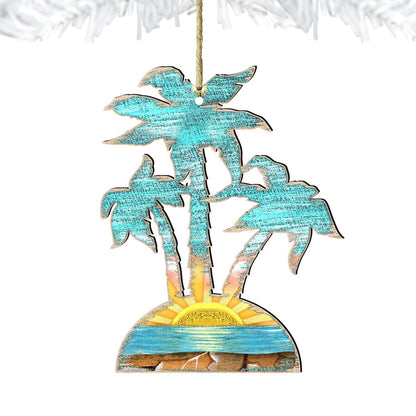Rustic Palm Trees Wooden Ornaments by G. DeBrekht - Coastal Holiday Decor - 8198415-4
