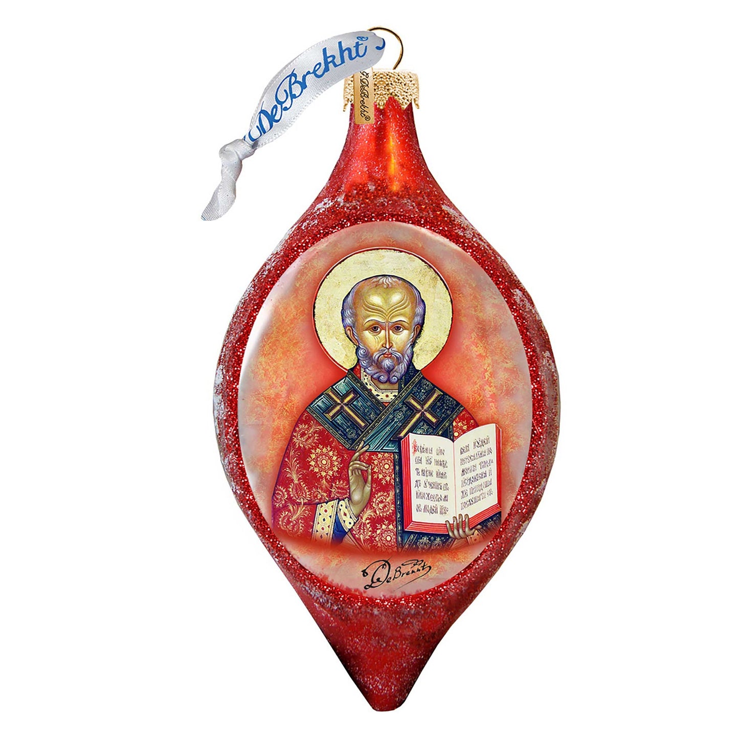 Saint Nick Drop Glass Ornament by G. DeBrekht - Christmas Santa Snowman Decor - 757-011-4