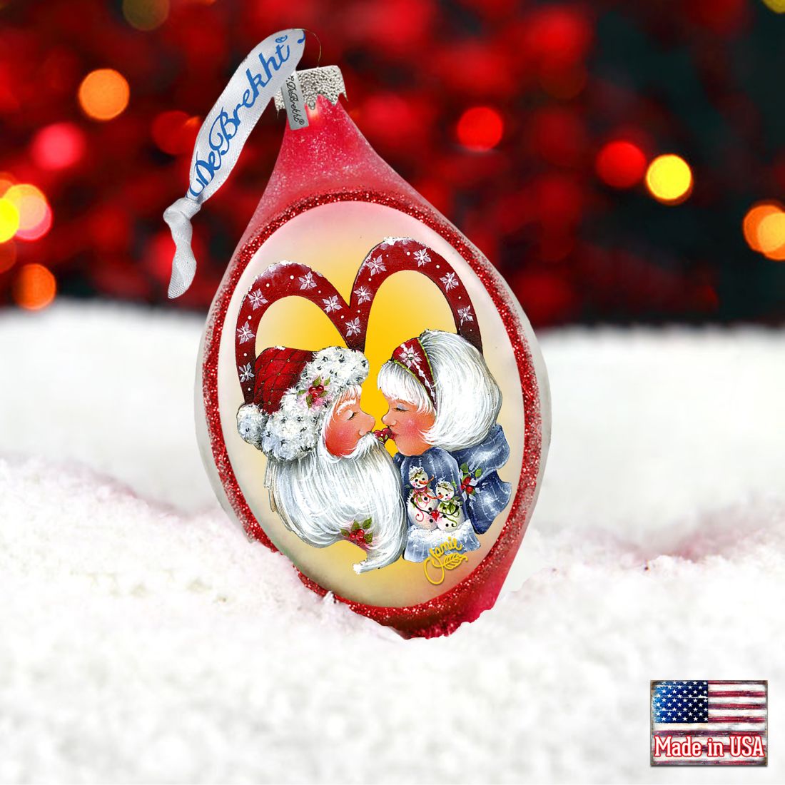 Merry Kissmas Glass Ornament by Jamie Mills-Price - Christmas Decor - 757-302-MP-1