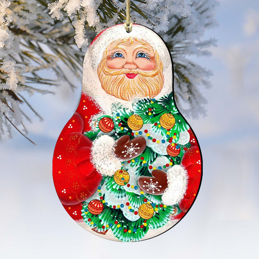 Santa Nesting Doll Wooden Ornaments by G. DeBrekht - Christmas Santa Snowman Decor - 8115011-2-0