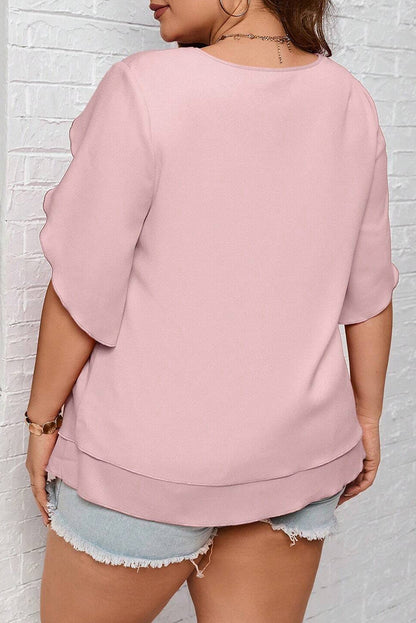 Plus Size Round Neck Half Sleeve Blouse