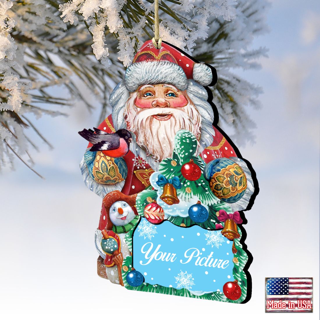 Santa Christmas Picture Frame Ornaments - Ornament for Photo - Christmas Santa Snowman Decor - 8119181PF-1