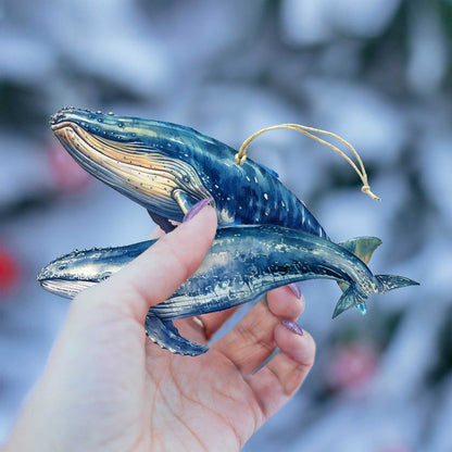 Alaskan Whale and Orca Eco Wood Ornaments Set of 2 by G. Debrekht - Wildlife Holiday Decor - 8091323S5-4