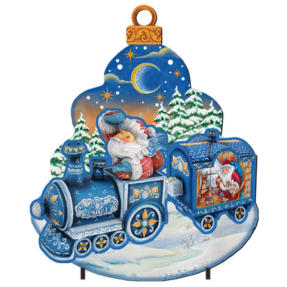 Santa Arrival Christmas Outdoor Yard Sign by G. DeBrekht - Christmas Santa Snowman Decor - 8112180F-4