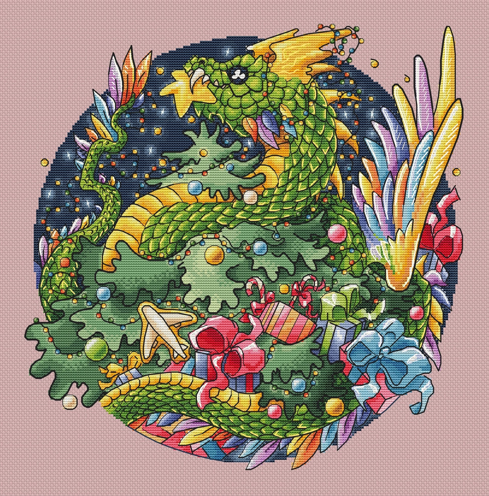 Green Dragon - PDF Cross Stitch Pattern-0