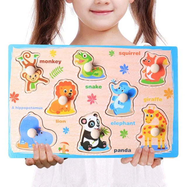 Baby Montessori Toys Wooden Puzzle Board