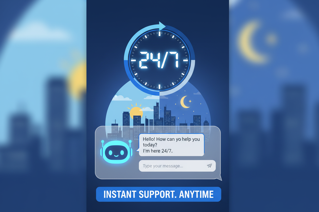 portrait style 24/7 virtual chatbot banner