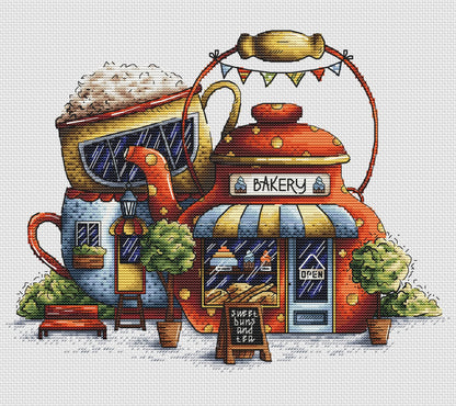 Tea Bakery. Kitchen Still Life - PDF Cross Stitch Pattern-2