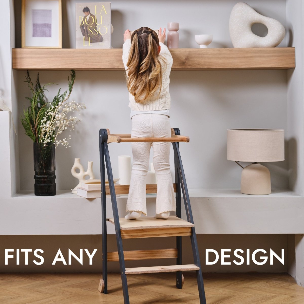 Toddler Learning Tower: Step stool for Kids - Graphite-2