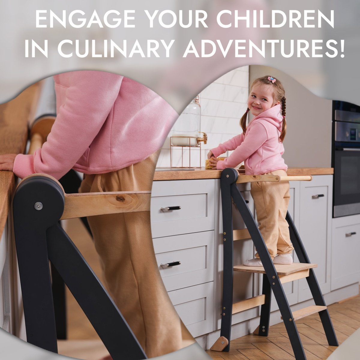 Toddler Learning Tower: Step stool for Kids - Graphite-4