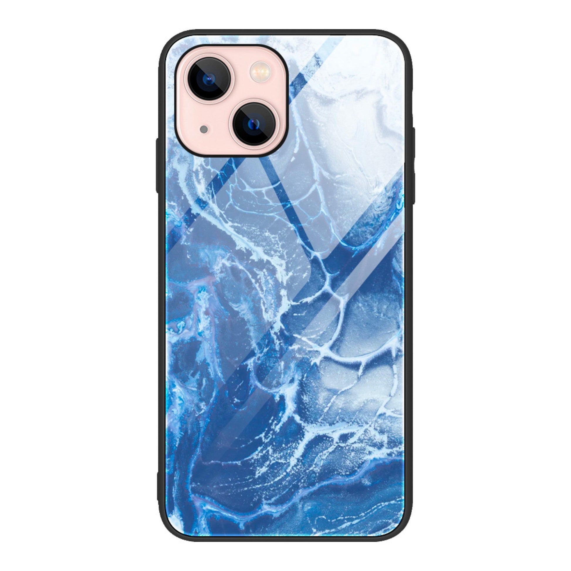tpu tempered glass phone case for iPhone13 marble glass case-2