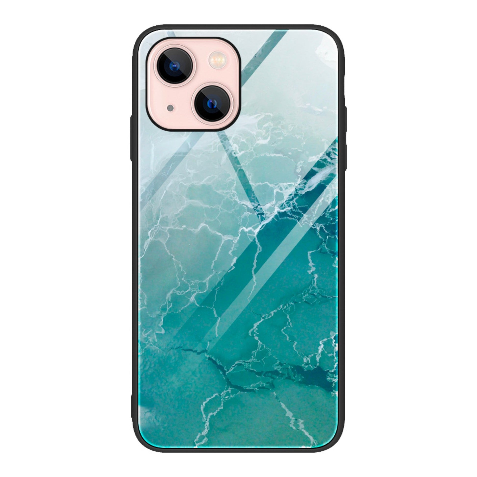 tpu tempered glass phone case for iPhone13 marble glass case-3