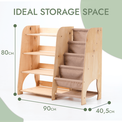 Wooden Montessori Shelves for Toddler 2in1: Bookshelf & Toy Shelving-1